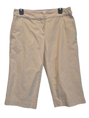 Eileen Fisher Beige Organic Cotton Spandex Cropped Pants Classic Casual Small